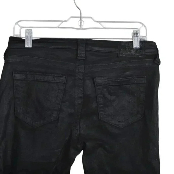 True Religion Halle Coated Black Jeans Mid Rise Skinny size 29 - Picture 6 of 11